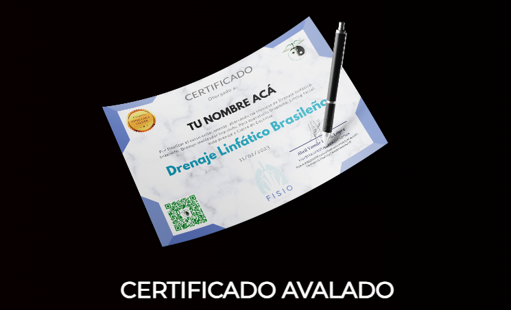 En la imagen esta el certificado diploma del curso de drenaje linfático brasileño.